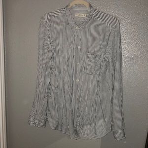 A&F white and blue button down